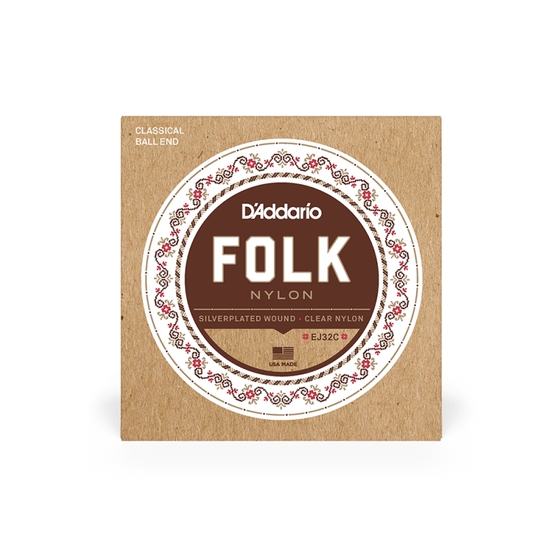 Набор струн D'ADDARIO EJ32C FOLK NYLON Ball End Silver Wound / Clear Treble
